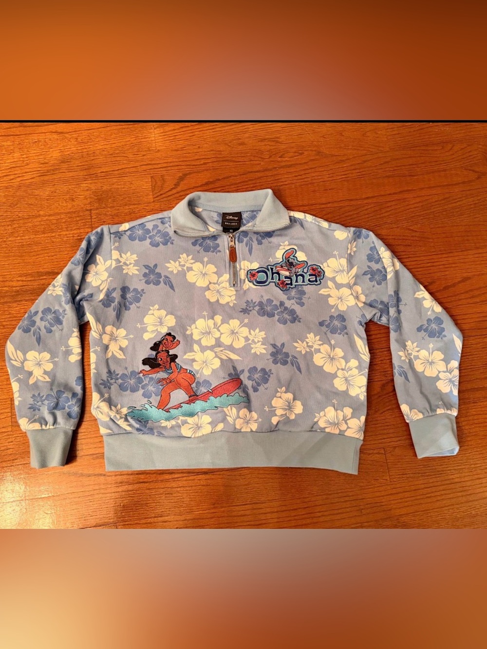 Disney BoxLunch Lilo & Stitch Hibiscus Ohana Quarter Zip Sweatshirt XS